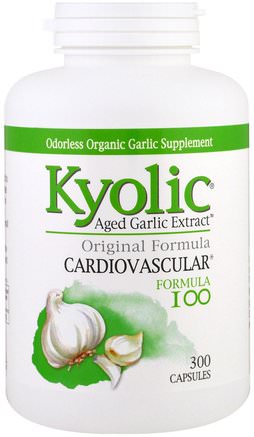 Aged Garlic Extract, Cardiovascular, Formula 100, 300 Capsules by Wakunaga - Kyolic-Kosttillskott, Antibiotika, Vitlök, Hälsa, Hjärtkardiovaskulär Hälsa, Hjärtsupport