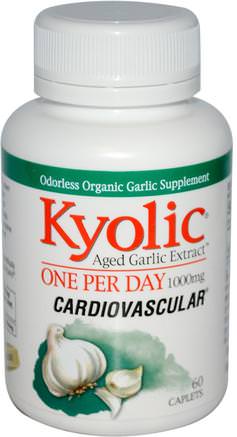 Aged Garlic Extract, One Per Day, Cardiovascular, 1000 mg, 60 Caplets by Wakunaga - Kyolic-Sverige