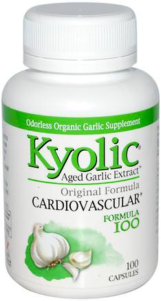 Aged Garlic Extract, Cardiovascular, Formula, 100 Capsules by Wakunaga - Kyolic-Kosttillskott, Antibiotika, Vitlök, Hälsa, Hjärtkardiovaskulär Hälsa, Hjärtsupport