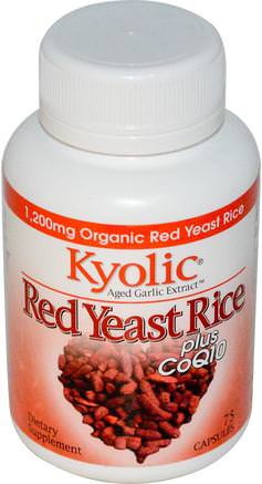 Aged Garlic Extract, Red Yeast Rice, Plus CoQ10, 75 Capsules by Wakunaga - Kyolic-Kosttillskott, Antibiotika, Vitlök, Hälsa, Kolesterolstöd, Rött Jästris + Koenzym Q10