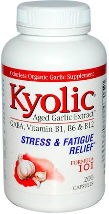 Aged Garlic Extract, Stress & Fatigue Relief, Formula 101, 200 Capsules by Wakunaga - Kyolic-Kosttillskott, Antibiotika, Vitlök, Hälsa, Anti Stress