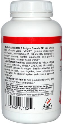 Aged Garlic Extract, Stress & Fatigue Relief, Formula 101, 200 Tablets by Wakunaga - Kyolic-Kosttillskott, Gaba (Gammaaminosmörsyra), Pharma Gaba