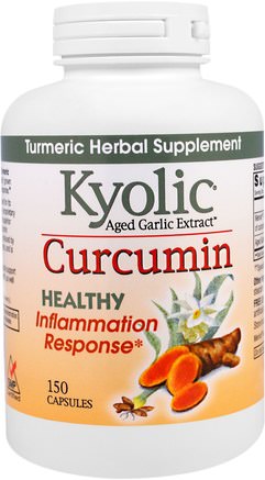 Aged Garlic Extract, Inflamation Response, Curcumin, 150 Capsules by Wakunaga - Kyolic-Kosttillskott, Antioxidanter, Curcumin