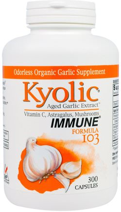 Aged Garlic Extract, Immune, Formula 103, 300 Capsules by Wakunaga - Kyolic-Kosttillskott, Antibiotika, Vitlök, Hälsa, Kall Influensa Och Virus