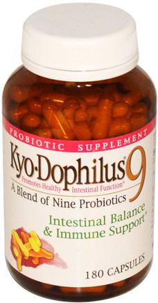 Kyo-Dophilus 9, Intestinal Balance & Immune Support, 180 Capsules by Wakunaga - Kyolic-Kosttillskott, Probiotika, Stabiliserade Probiotika