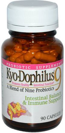Kyo-Dophilus 9, Intestinal Balance & Immune Support, 90 Capsules by Wakunaga - Kyolic-Kosttillskott, Probiotika, Stabiliserade Probiotika