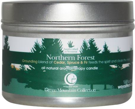 All Natural Aromatherapy Candle, Northern Forest, 3 oz (85 g) by Way Out Wax-Bad, Skönhet, Ljus