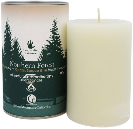 Green Mountain Collection, Pillar Candle, Northern Forest, One 2.75 x 4 Candle by Way Out Wax-Bad, Skönhet, Ljus
