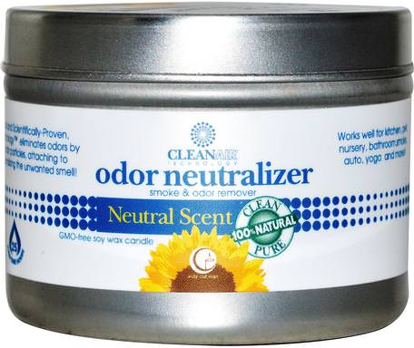 Odor Neutralizer Candle, Natural Scent, 3 oz (85 g) by Way Out Wax-Hem, Luftfräschare Deodorizer, Bad, Ljus