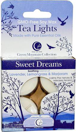 Tea Lights, Sweet Dreams, 4 Candles, 0.6 oz (16 g) Each by Way Out Wax-Bad, Skönhet, Ljus