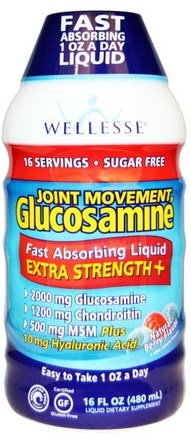 Joint Movement Glucosamine, Natural Berry Flavor, 16 fl oz (480 ml) by Wellesse Premium Liquid Supplements-Kosttillskott, Glukosamin, Hälsa, Ben, Osteoporos, Gemensam Hälsa