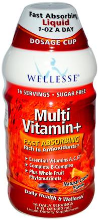 Multi Vitamin+, Sugar Free, Natural Citrus Flavor, 16 fl oz (480 ml) by Wellesse Premium Liquid Supplements-Vitaminer, Flytande Multivitaminer