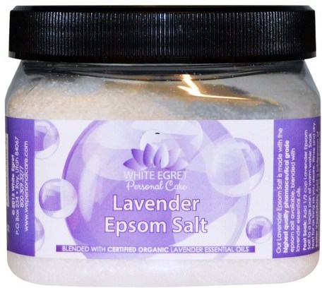 Lavender Epsom Salt, 16 oz by White Egret Personal Care-Bad, Skönhet, Badsalter