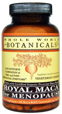 Royal Maca for Menopause, 500 mg, 120 Vegetarian Capsules by Whole World Botanicals-Kosttillskott, Adaptogen, Män, Maca