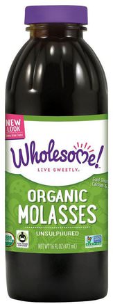 Organic Molasses, Unsulphured, 16 fl oz (472 ml) by Wholesome Sweeteners-Mat, Sötningsmedel