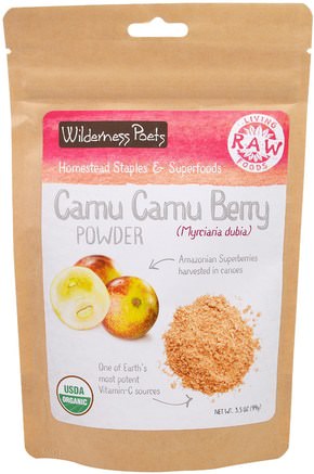 Living Raw Foods, Camu Camu Berry Powder, 3.5 oz (99 g) by Wilderness Poets-Kosttillskott, Antioxidanter, Camu Camu - Naturligt Vitamin C, Fruktkonsekvenser, Superfrukt