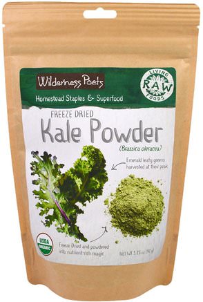Living Raw Foods, Freeze Dried Kale Powder, 3.25 oz (92 g) by Wilderness Poets-Kosttillskott, Kale, Superfoods, Greener