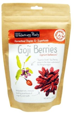 Raw Living Foods, Goji Berries, 8 oz (226.8 g) by Wilderness Poets-Kosttillskott, Adaptogen, Torkad Frukt