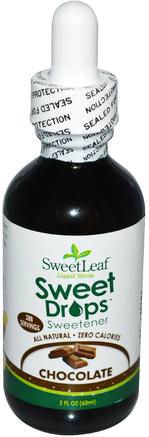 SweetLeaf Liquid Stevia, Sweet Drops Sweetener, Chocolate, 2 fl oz (60 ml) by Wisdom Natural-Mat, Sötningsmedel, Stevia