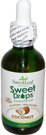 SweetLeaf Liquid Stevia, Sweet Drops Sweetener, Coconut, 2 fl oz (60 ml) by Wisdom Natural-Mat, Sötningsmedel, Stevia Vätska