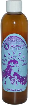 Raven, Apple Cider Vinegar Hair Rinse, 8 fl oz by WiseWays Herbals-Kosttillskott, Äppelcidervinäger, Hår, Hårbotten