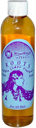 Roots Apple Cider Vinegar, Hair Tonic, 8.4 oz (250 ml) by WiseWays Herbals-Bad, Skönhet, Hår, Hårbotten, Schampo, Balsam, Balsam