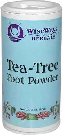 Tea-Tree Foot Powder, 3 oz (85 g) by WiseWays Herbals-Hälsa, Hud, Tea Tree, Tea Tree Produkter, Bad, Skönhet, Fötter Fotvård