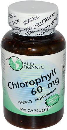 60 mg, 100 Capsules by World Organic Chlorophyll-Kosttillskott, Klorofyll