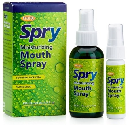 Spry, Moisturizing Mouth Spray, Light Mint, 2 Pack, 4.5 fl oz (134 ml) by Xlear-Hälsa, Muntorrhet, Muntlig Tandvård, Xylitol Oral Vård