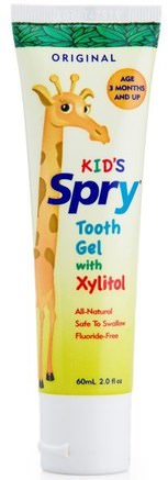Kids Spry, Tooth Gel with Xylitol, Original, 2.0 fl oz (60 ml) by Xlear-Bad, Skönhet, Oral Tandvård, Xylitol Oral Vård, Tandkräm