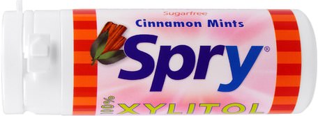 Spry, Cinnamon Mints, 45 Count, 25 g by Xlear-Bad, Skönhet, Oral Tandvård, Xylitol Gummi Godis