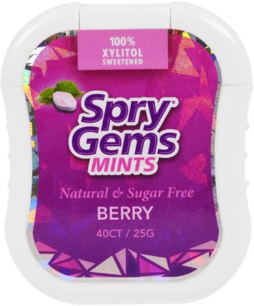 Spry Gems, Mints, Berry, 40 Count, 25 g by Xlear-Bad, Skönhet, Oral Tandvård, Xylitol Gummi Godis