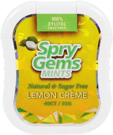Spry Gems, Mints, Lemon Creme, 40 Count, 25 g by Xlear-Bad, Skönhet, Oral Tandvård, Xylitol Gummi Godis