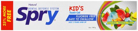 Kids Spry, Tooth Gel, Fluoride-Free, Natural Tropical Fruit, 5 oz (141 g) by Xlear-Bad, Skönhet, Oral Tandvård, Xylitol Oral Vård, Tandkräm