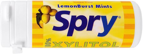 Spry, LemonBurst Mints, 45 Count, 25 g by Xlear-Bad, Skönhet, Oral Tandvård, Xylitol Gummi Godis