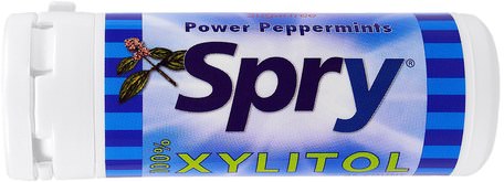 Spry Power Peppermints, 45 Count, 25 g by Xlear-Bad, Skönhet, Oral Tandvård, Xylitol Gummi Godis