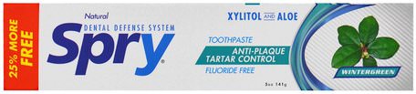Spry Toothpaste, Anti-Plaque and Tartar Control, Fluoride Free, Natural Wintergreen, 5 oz (141 g) by Xlear-Bad, Skönhet, Oral Tandvård, Xylitol Oral Vård, Tandkräm