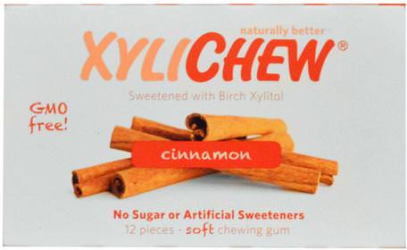 Cinnamon, 12 Pieces by Xylichew Gum-Bad, Skönhet, Oral Tandvård, Tandvårdsmynt, Tuggummi, Xylitolgummi Godis