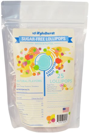 Sugar-Free Lollipops, Assorted Fruit, 25 Lollipops by Xyloburst-Bad, Skönhet, Oral Tandvård, Xylitol Gummi Godis, Mat, Mellanmål, Godis