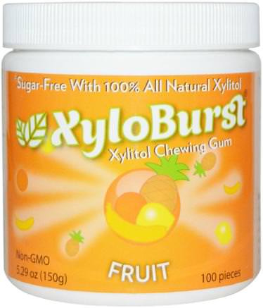 Xylitol Chewing Gum, Fruit, 5.29 oz (150 g), 100 Pieces by Xyloburst-Bad, Skönhet, Muntlig Tandvård, Tandvårdsmynt, Tuggummi