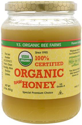100% Certified Organic Raw Honey, 2.0 lbs (907 g) by Y.S. Eco Bee Farms-Sverige