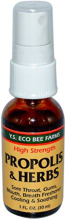 Propolis & Herbs, High Strength, Spray, 1 fl oz (30 ml) by Y.S. Eco Bee Farms-Kosttillskott, Biprodukter, Bi Propolis