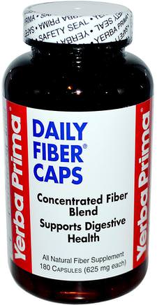 Daily Fiber Caps, 625 mg, 180 Capsules by Yerba Prima-Kosttillskott, Fiber