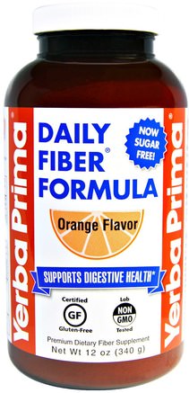 Daily Fiber Formula, Orange Flavor, 12 oz (340 g) by Yerba Prima-Kosttillskott, Fiber