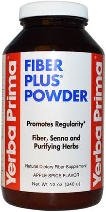Fiber Plus Powder, Apple Spice Flavor, 12 oz (340 g) by Yerba Prima-Kosttillskott, Fiber, Detox, Kolon Rengöra