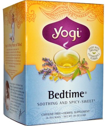 Bedtime, Caffeine Free, 16 Tea Bags.85 oz (24 g) by Yogi Tea-Örter, Valerianer