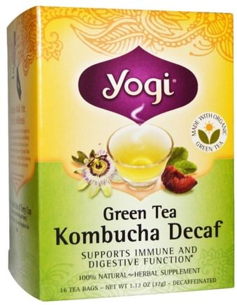 Green Tea Kombucha Decaf, 16 Tea Bags, 1.12 oz (32 g) by Yogi Tea-Mat, Örtte, Kombucha Urtete, Grönt Te