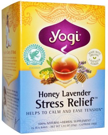 Honey Lavender Stress Relief, Caffeine Free, 16 Tea Bags, 1.02 oz (29 g) by Yogi Tea-Mat, Örtte