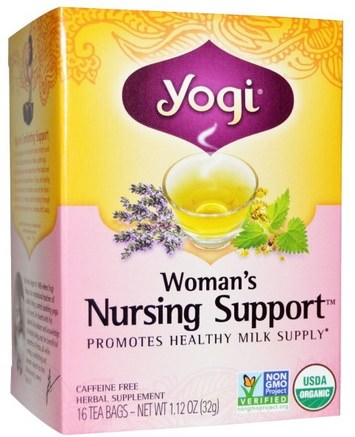 Organic Womans Nursing Support, Caffeine Free, 16 Tea Bags, 1.12 oz (32 g) by Yogi Tea-Hälsa, Graviditet, Amning, Amning