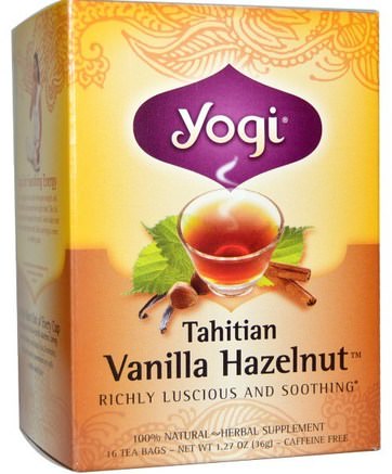 Tahitian Vanilla Hazelnut, Caffeine Free, 16 Tea Bags, 1.27 oz (36 g) by Yogi Tea-Sverige